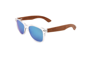 Clear wayfarer with blue lenses