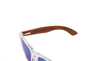 Clear wayfarer with blue lenses